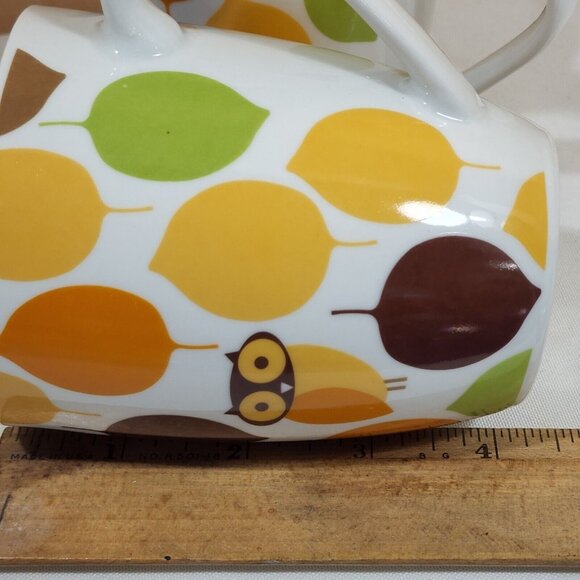 Rachael Ray Little Hoot Owl Coffee Mug 8oz set-2 retro colors orange brown 4" - Picture 7 of 8